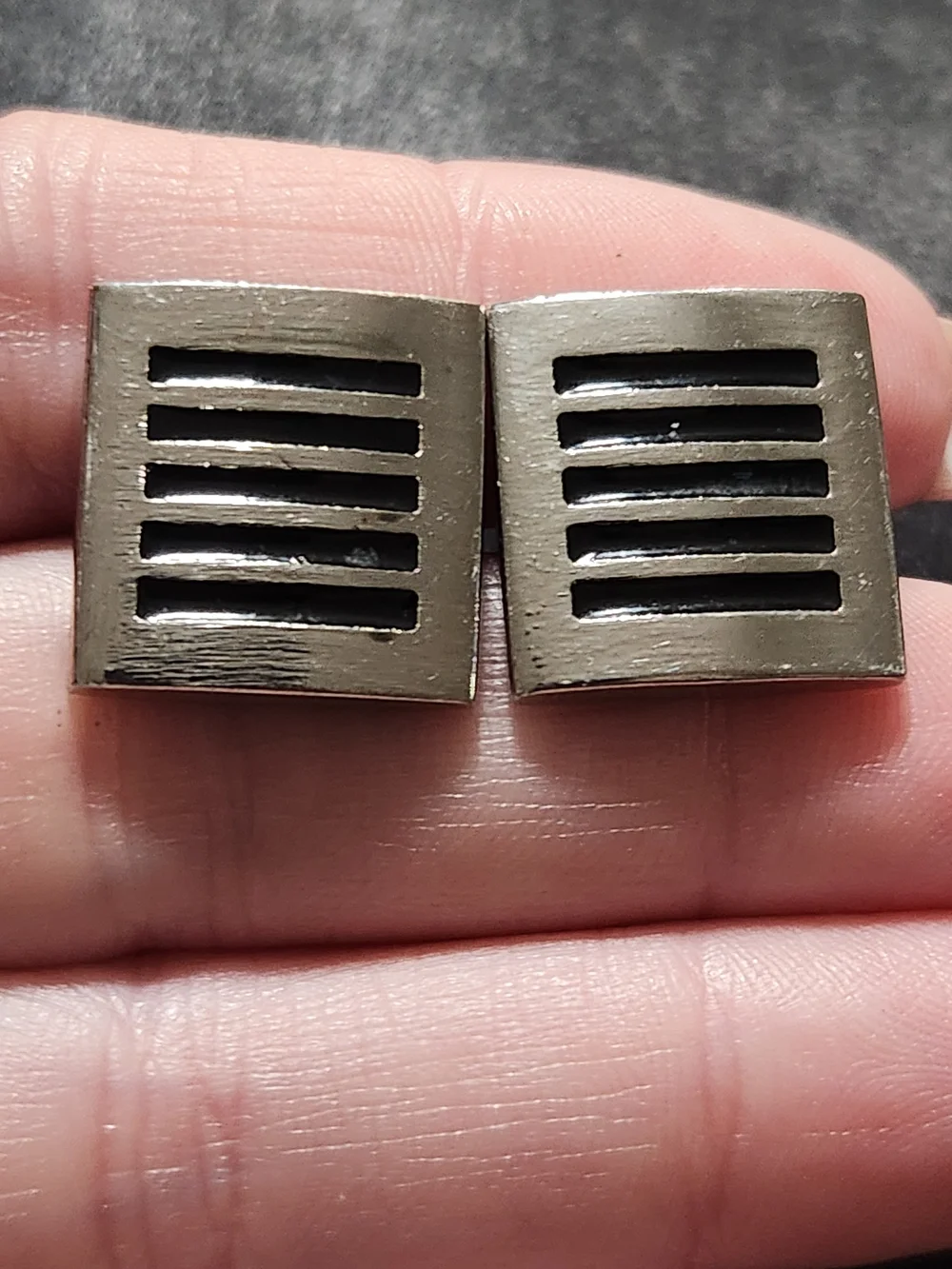 Silver Square Men's Cufflinks with Vent Detail
